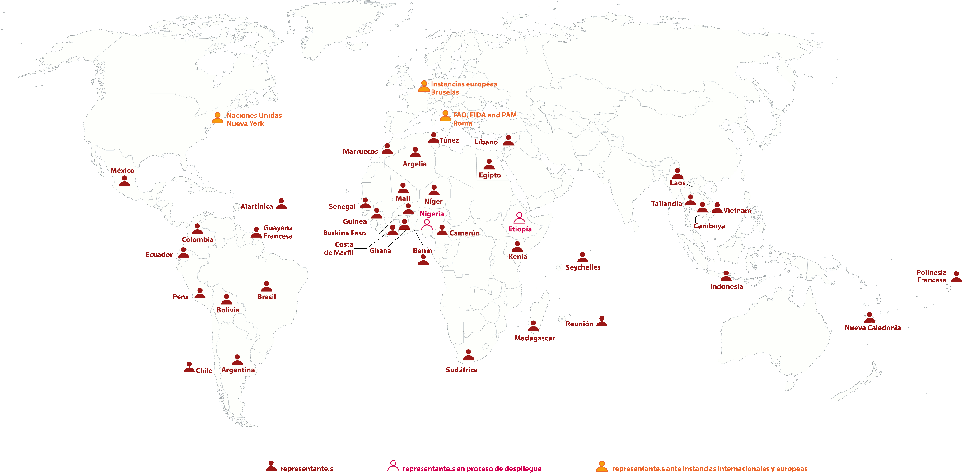 Red del IRD en el extranjero y en los territorios de ultramar.
